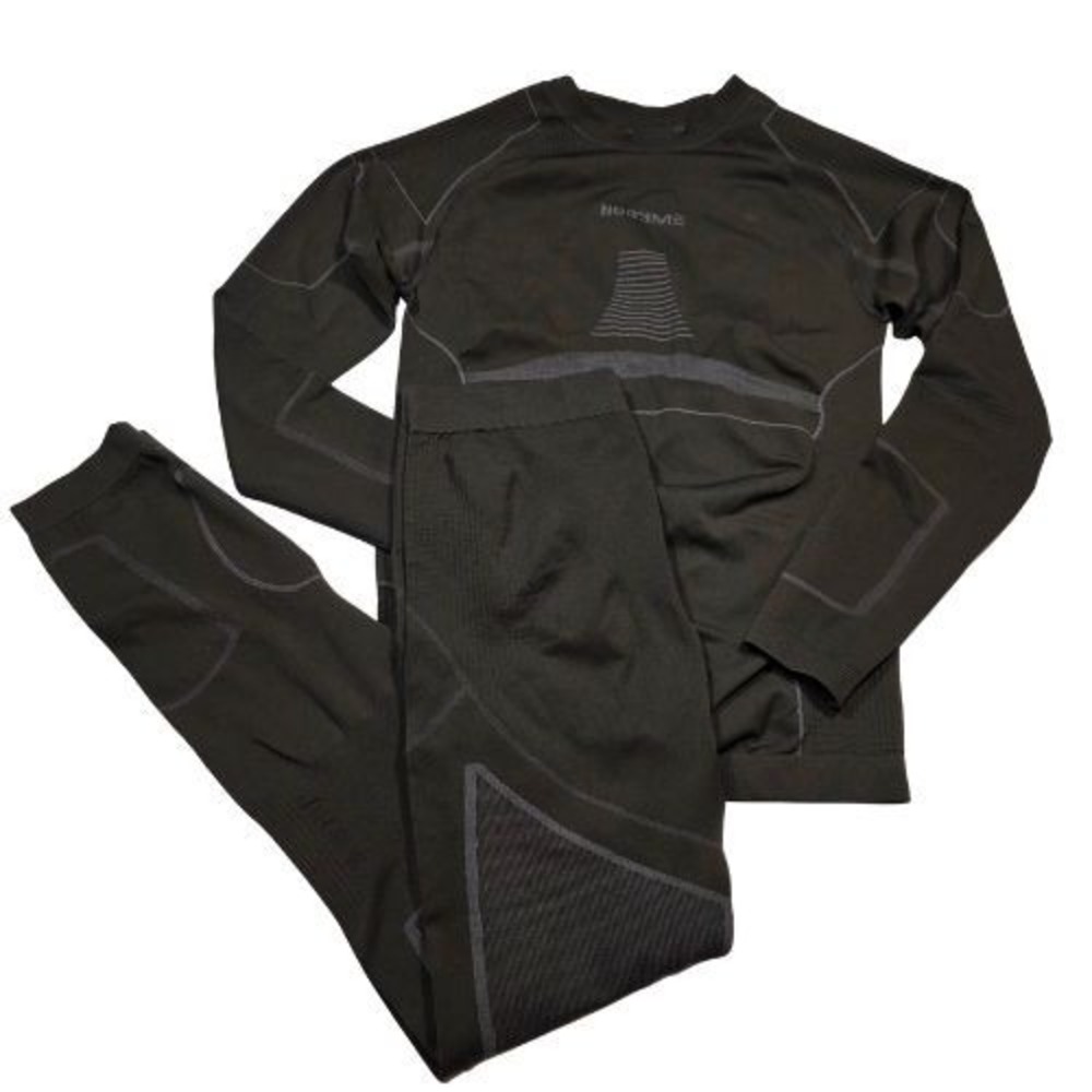 Nooyme Mens Large Thermal Underwear 2pc Set Bamboo Charcoal Base Layer Black